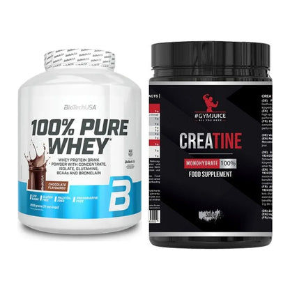 Muskelaufbau-Set: BioTech 100% Pure Whey + #GYMJUICE Creatine – alle enthaltenen Artikel