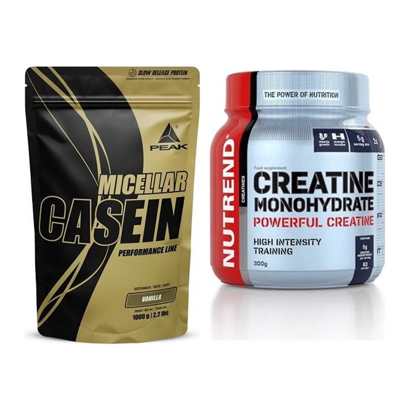 Muskelaufbau-Set: Peak Micellar Casein + Nutrend Creatine Monohydrate – alle enthaltenen Artikel