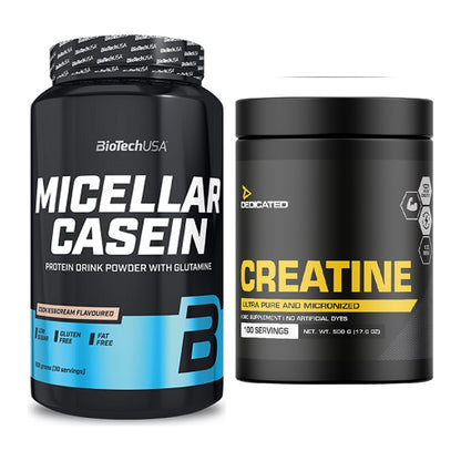 Muskelaufbau-Set: BioTech Micellar Casein + Dedicated Creatine – alle enthaltenen Artikel