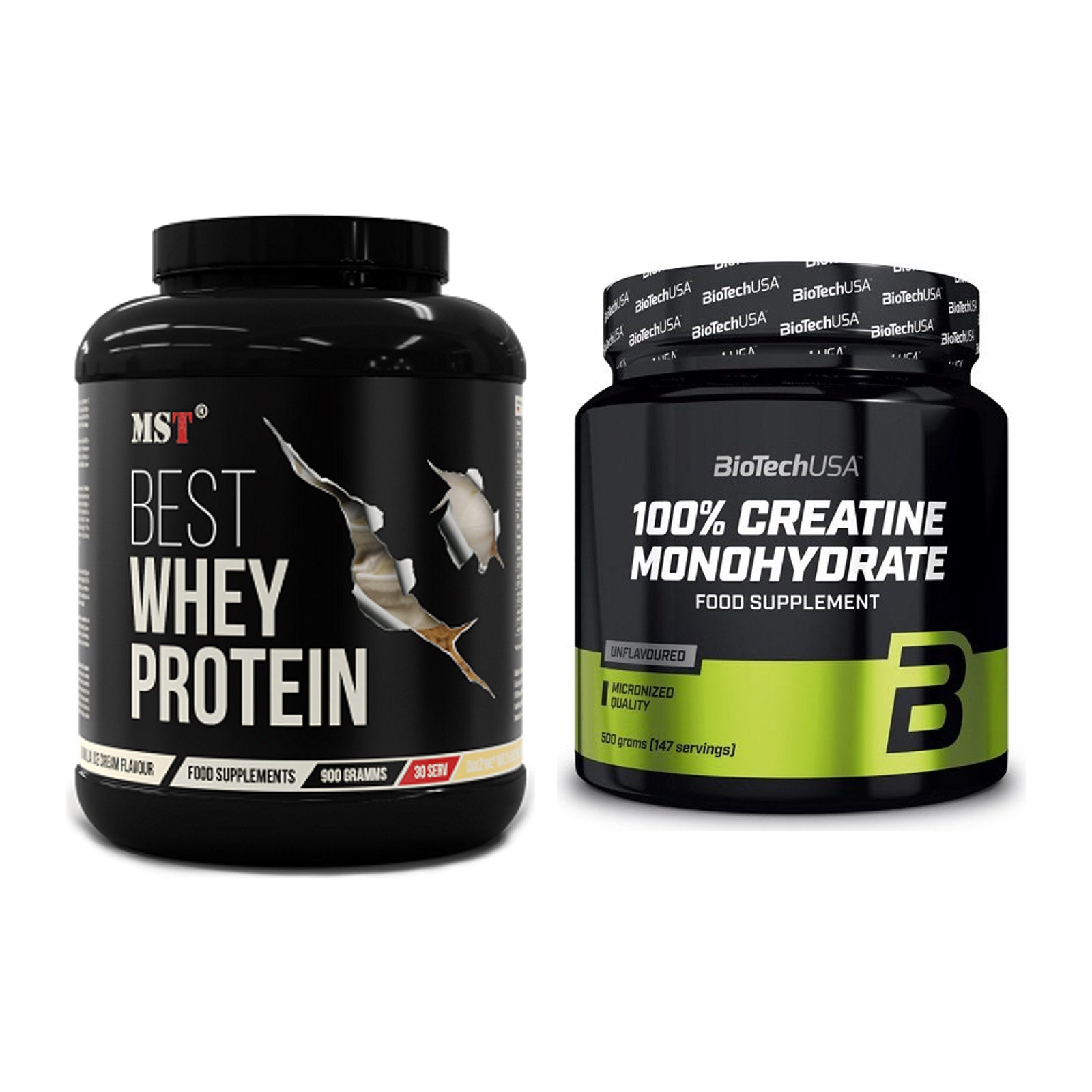 Muskelaufbau-Set: MST Best Whey Protein + BioTech Creatine Monohydrate – alle enthaltenen Artikel