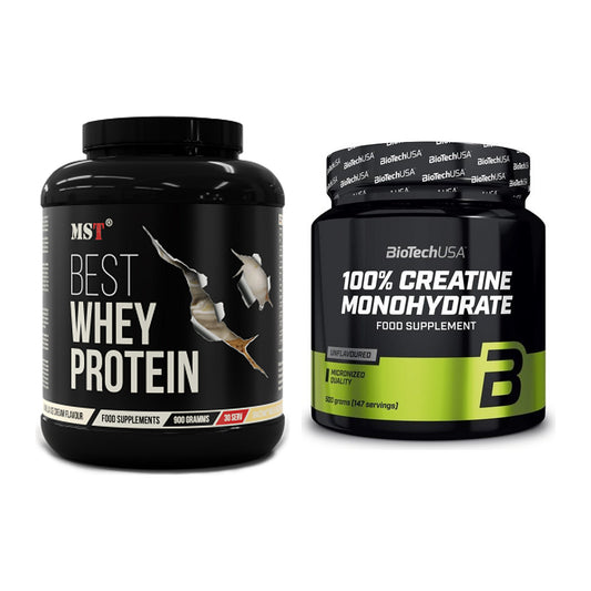 Muskelaufbau-Set: MST Best Whey Protein + BioTech Creatine Monohydrate – alle enthaltenen Artikel
