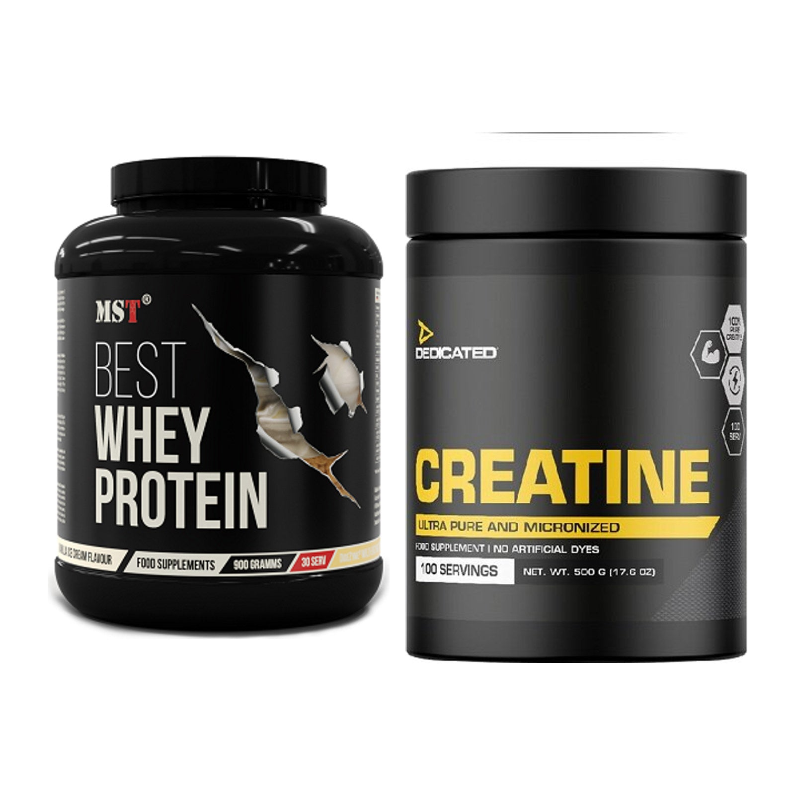 Muskelaufbau-Set: MST Best Whey Protein + Dedicated Creatine – alle enthaltenen Artikel