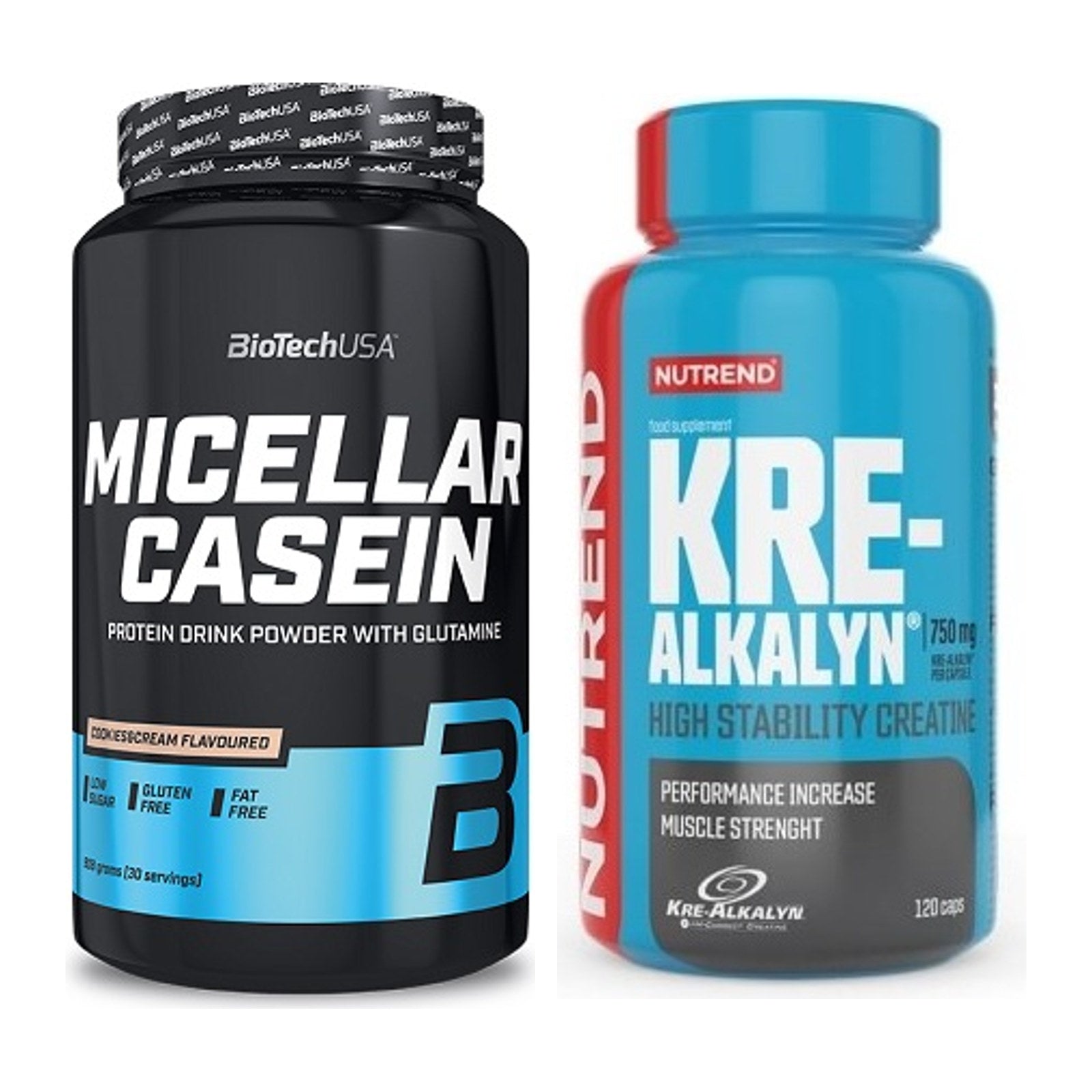 Muskelaufbau-Set: BioTech Micellar Casein + Nutrend Kre-Alkalyn – alle enthaltenen Artikel
