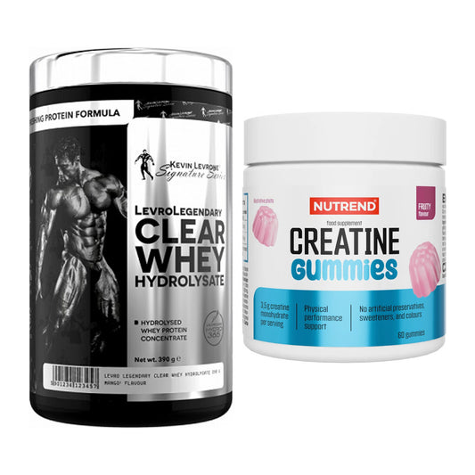 Muskelaufbau-Set: Kevin Levrone Clear Whey + Nutrend Creatine Gummies – alle enthaltenen Artikel