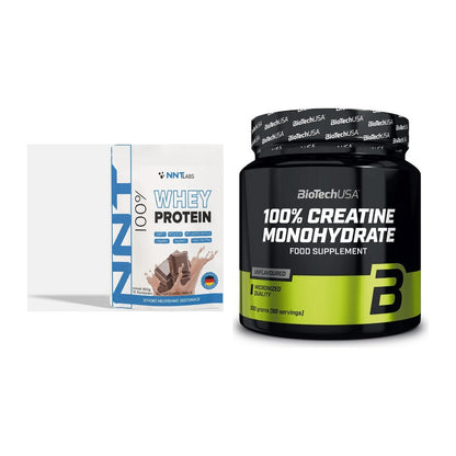 Muskelaufbau-Set: NNT Whey 450g (Erdbeer) + BioTech Creatine – alle enthaltenen Artikel
