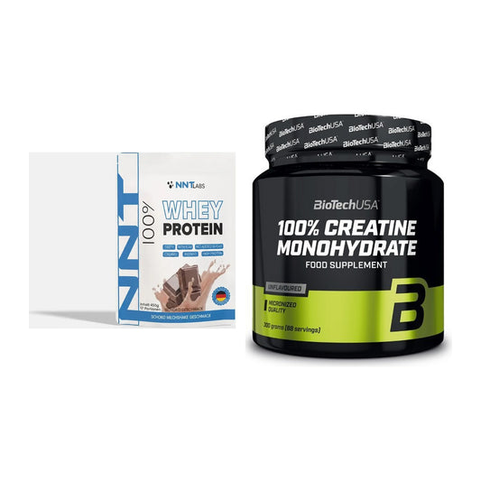 Muskelaufbau-Set: NNT Whey 450g (Erdbeer) + BioTech Creatine – alle enthaltenen Artikel