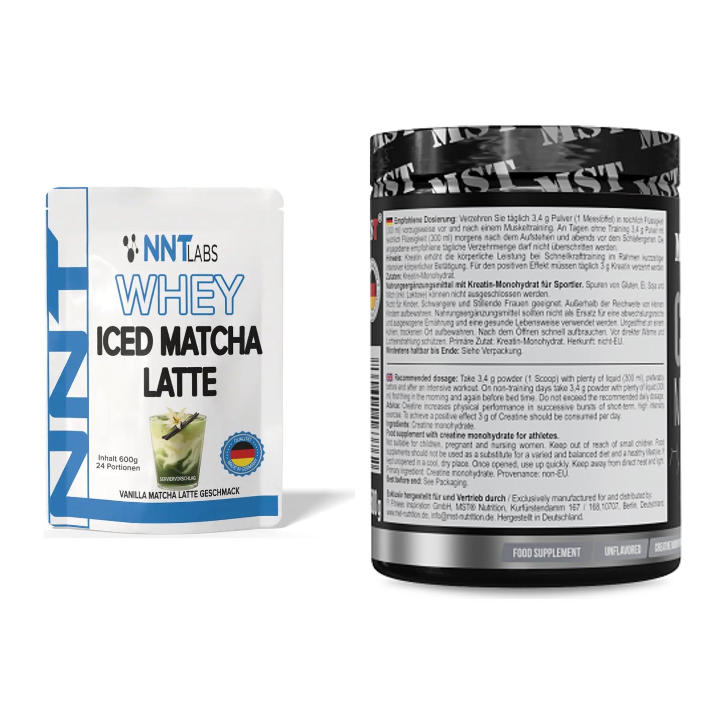 Muskelaufbau-Set: NNT Whey ICED MATCHA LATTE + MST Creatin Monohydrate – alle enthaltenen Artikel