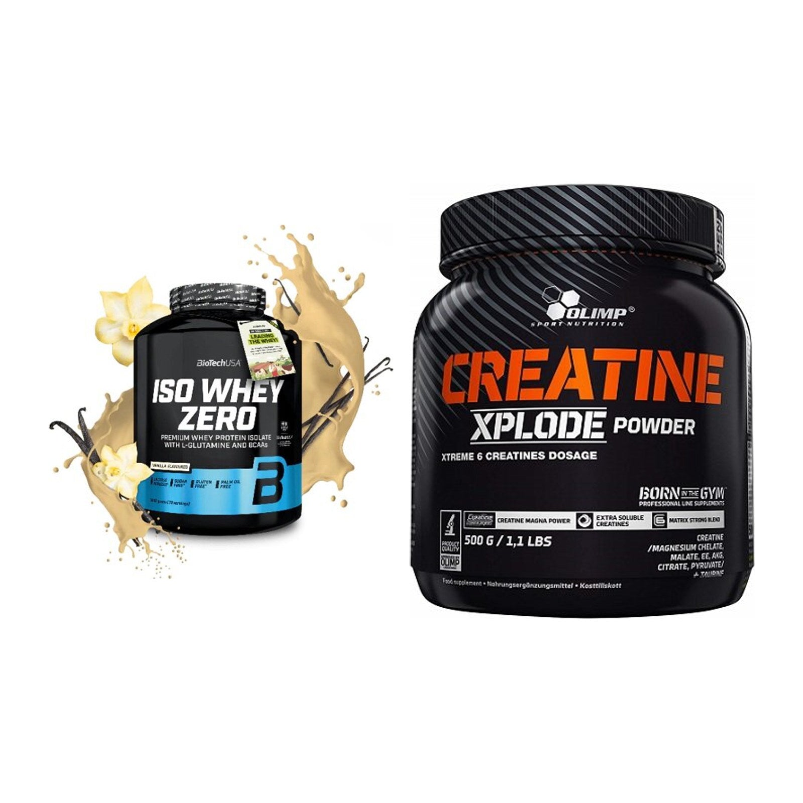 Muskelaufbau-Set: BioTech Iso Whey Zero + Olimp Creatine Xplode – alle enthaltenen Artikel