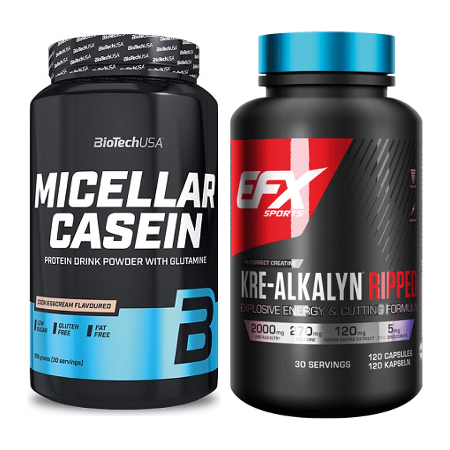 Muskelaufbau-Set: BioTech Micellar Casein + EFX Kre-Alkalyn Ripped – alle enthaltenen Artikel