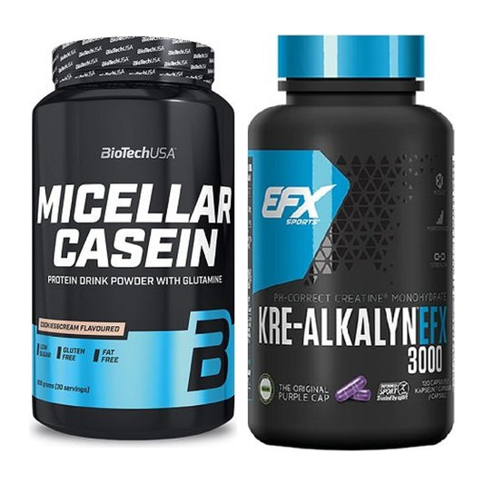 Muskelaufbau-Set: BioTech Micellar Casein 908g + EFX Kre-Alkalyn 3000 – alle enthaltenen Artikel