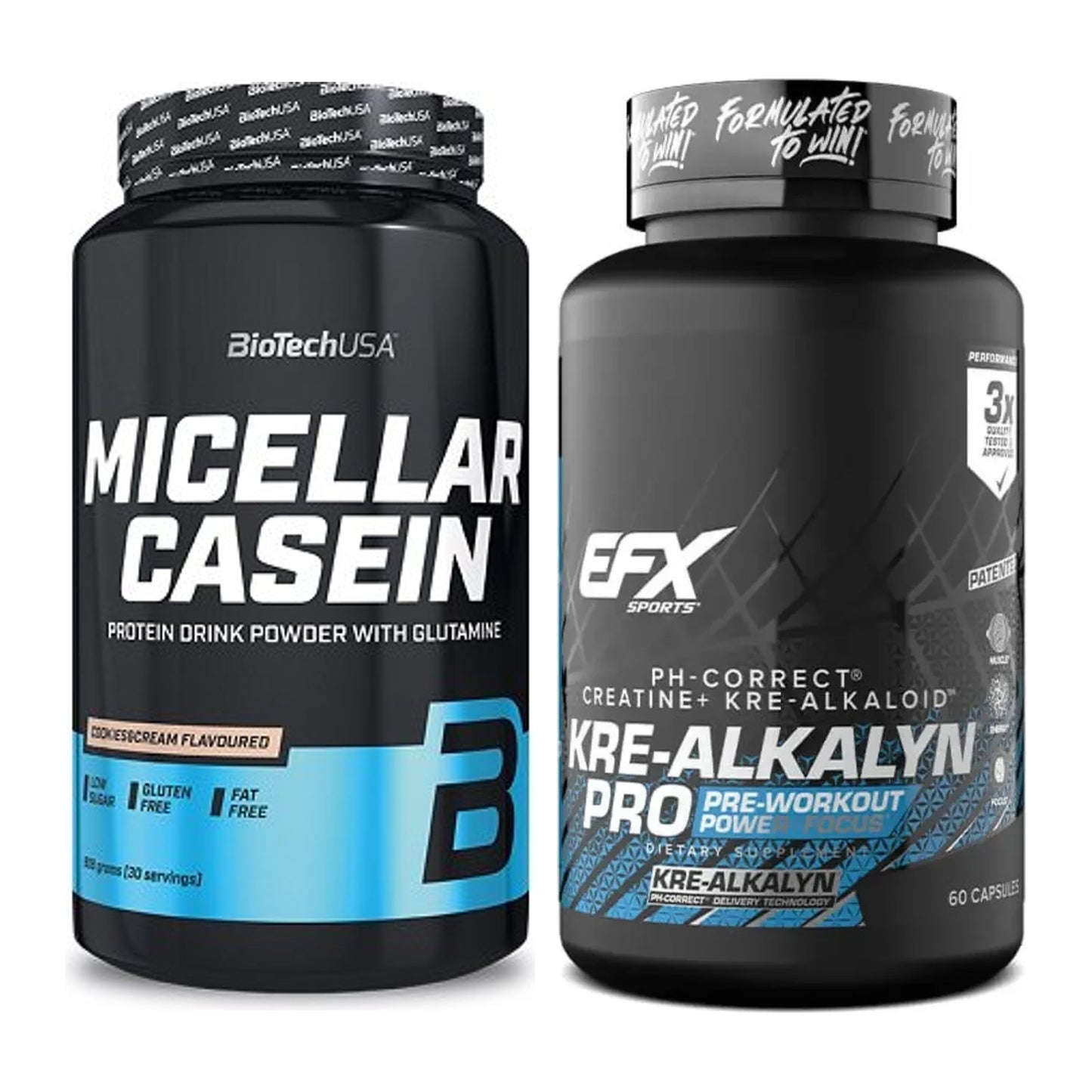 Muskelaufbau-Set: BioTech Micellar Casein 908g + EFX Kre-Alkalyn PRO – alle enthaltenen Artikel