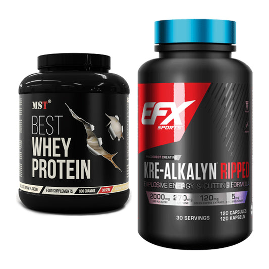 Muskelaufbau-Set: MST Best Whey Protein + EFX Kre-Alkalyn Ripped – alle enthaltenen Artikel