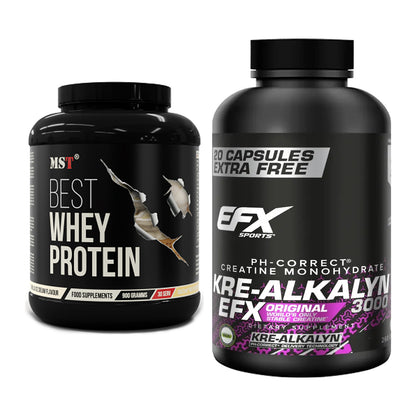 Muskelaufbau-Set: MST Best Whey Protein + EFX Kre-Alkalyn 3000 – alle enthaltenen Artikel