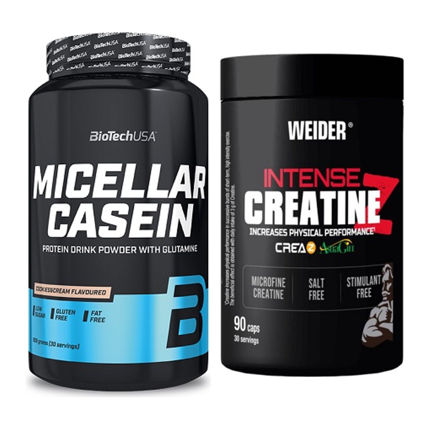 Muskelaufbau-Set: BioTech Micellar Casein + Weider Intense Pure – alle enthaltenen Artikel