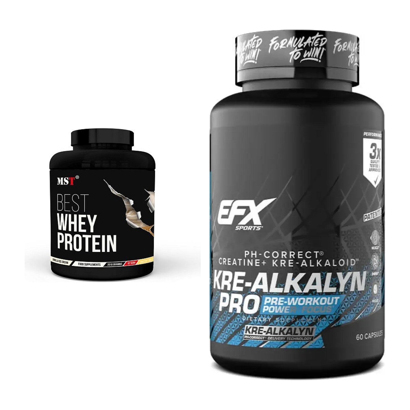 Muskelaufbau-Set: MST Best Whey Protein + EFX Kre-Alkalyn PRO – alle enthaltenen Artikel
