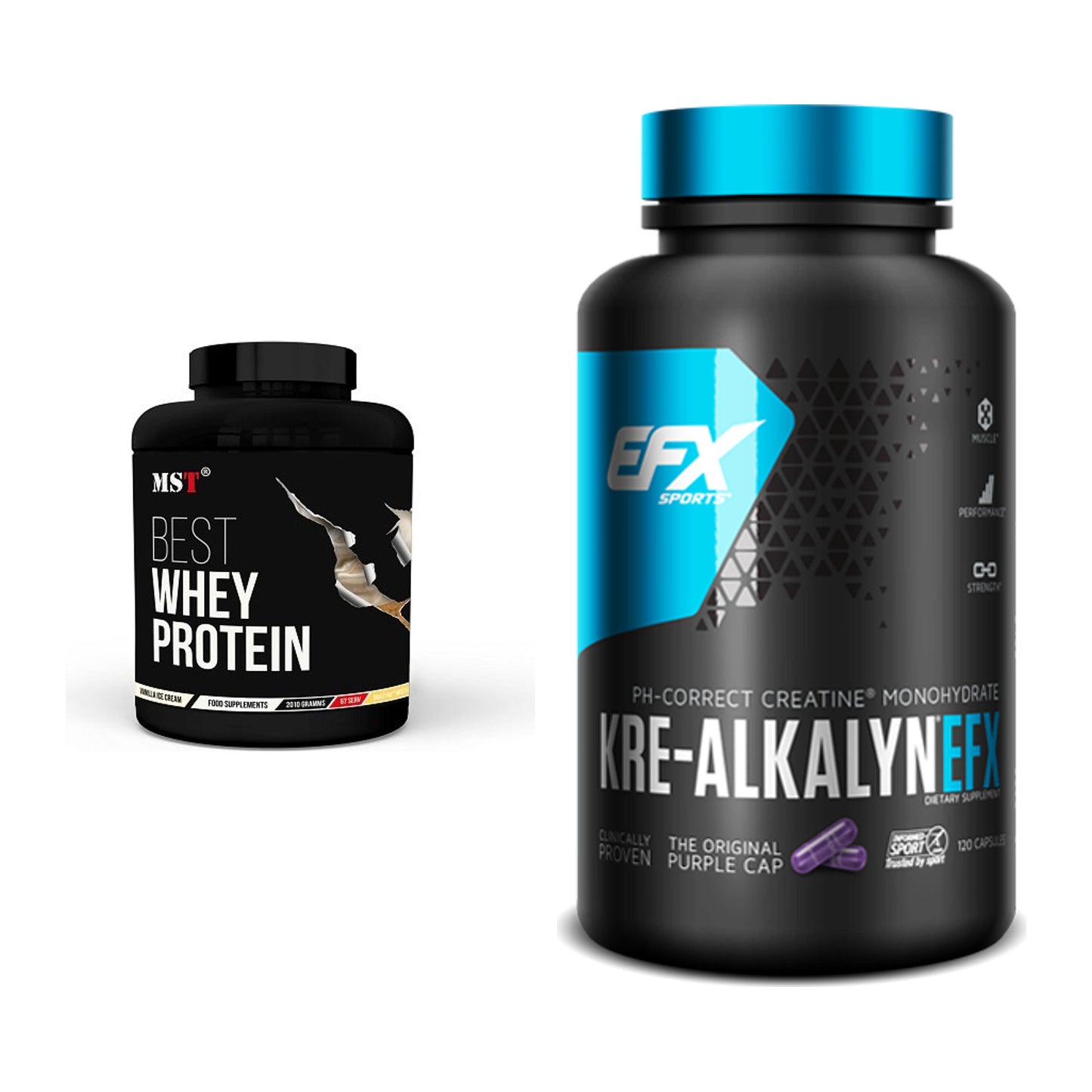 Muskelaufbau-Set: MST Best Whey Protein + EFX Kre-Alkalyn – alle enthaltenen Artikel