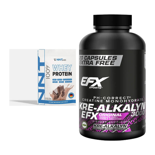 Muskelaufbau-Set: NNT Whey + EFX Kre-Alkalyn 3000 – alle enthaltenen Artikel