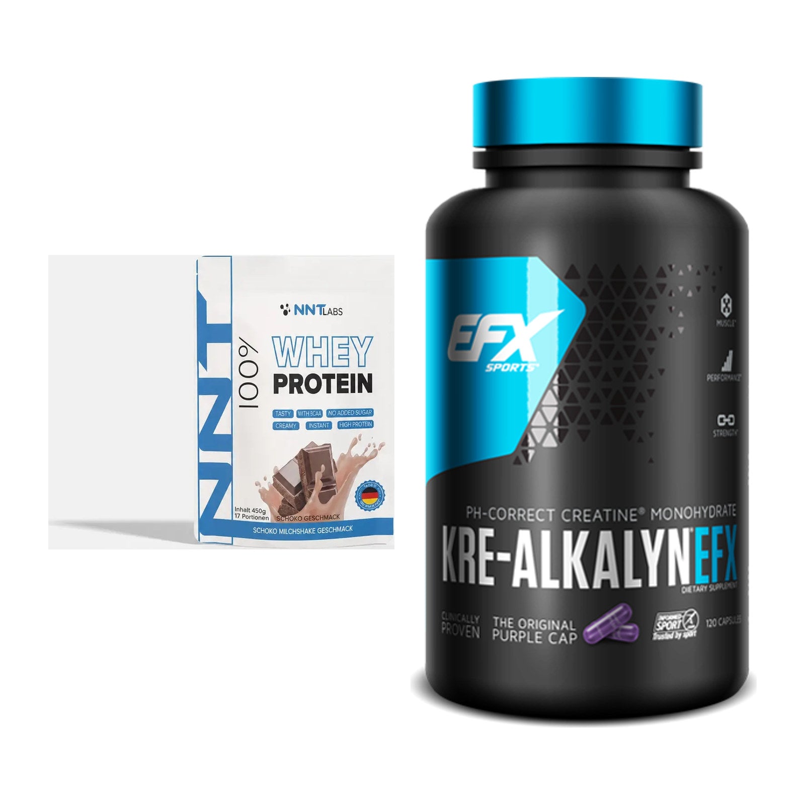 Muskelaufbau-Set: NNT Whey + EFX Kre-Alkalyn – alle enthaltenen Artikel