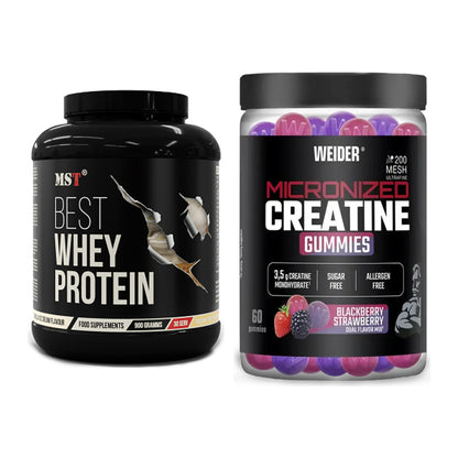 Muskelaufbau-Set: MST Best Whey Protein + Weider Micronized – alle enthaltenen Artikel