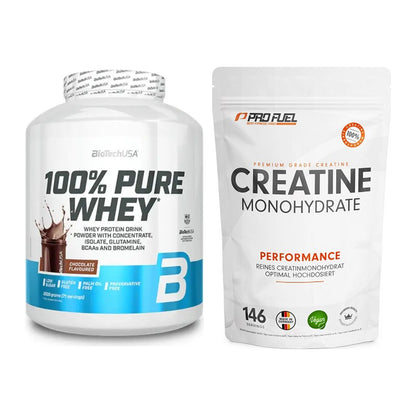 Muskelaufbau-Set: BioTech 100% Pure Whey + ProFuel Creatine – alle enthaltenen Artikel