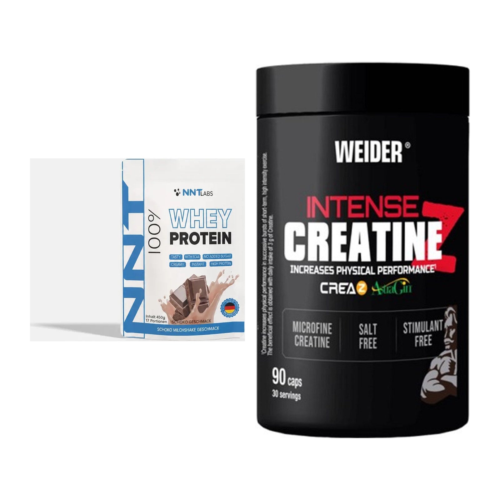 Muskelaufbau-Set: NNT Whey + Weider Intense Pure Creatine – alle enthaltenen Artikel