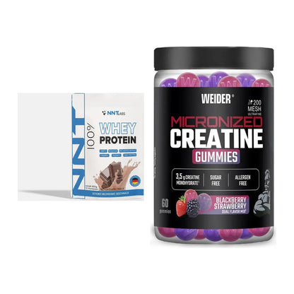 Muskelaufbau-Set: NNT Whey 450g (Erdbeer) + Weider Micronized – alle enthaltenen Artikel