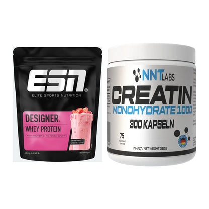 Muskelaufbau-Set: ESN Designer Whey + NNT Creatin 1000 mg – alle enthaltenen Artikel