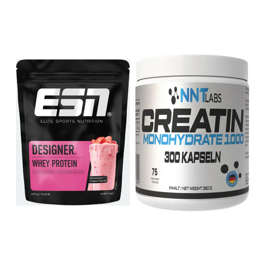 Muskelaufbau-Set: ESN Designer Whey + NNT Creatin 1000 mg – alle enthaltenen Artikel