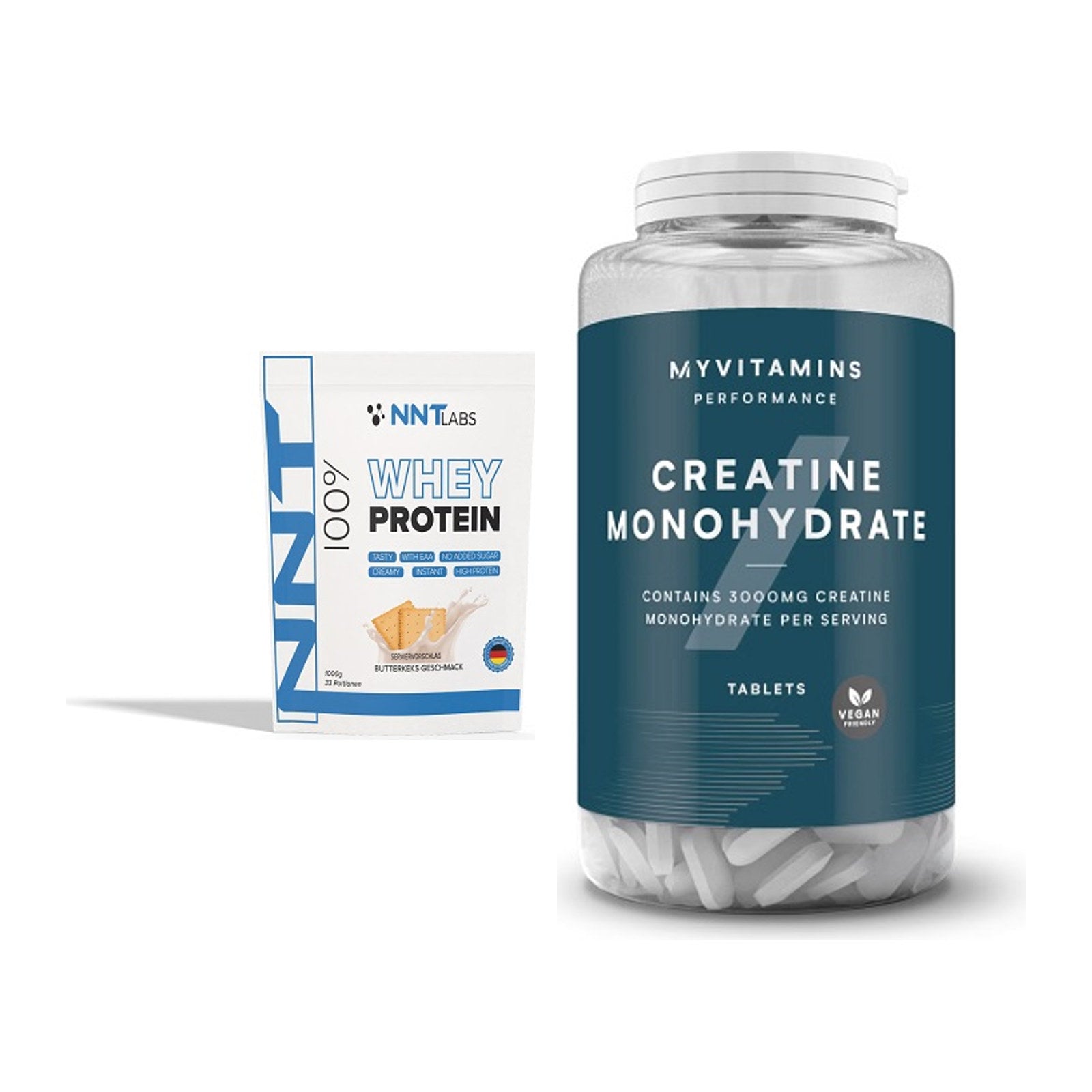 Muskelaufbau-Set: NNT Whey + MyProtein MyVitamins Creatine – alle enthaltenen Artikel