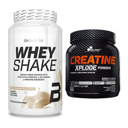 Muskelaufbau-Set: BioTech Whey Shake + Olimp Creatine Xplode – alle enthaltenen Artikel