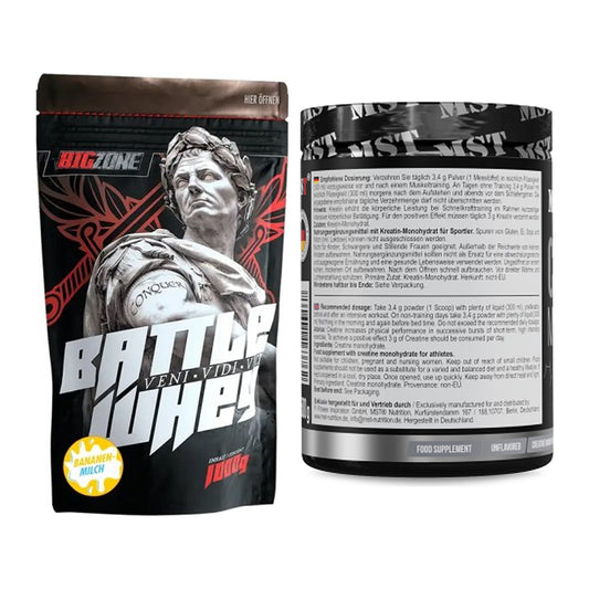 Muskelaufbau-Set: Big Zone Battle Whey 1000g + MST Creatin Monohydrate – alle enthaltenen Artikel
