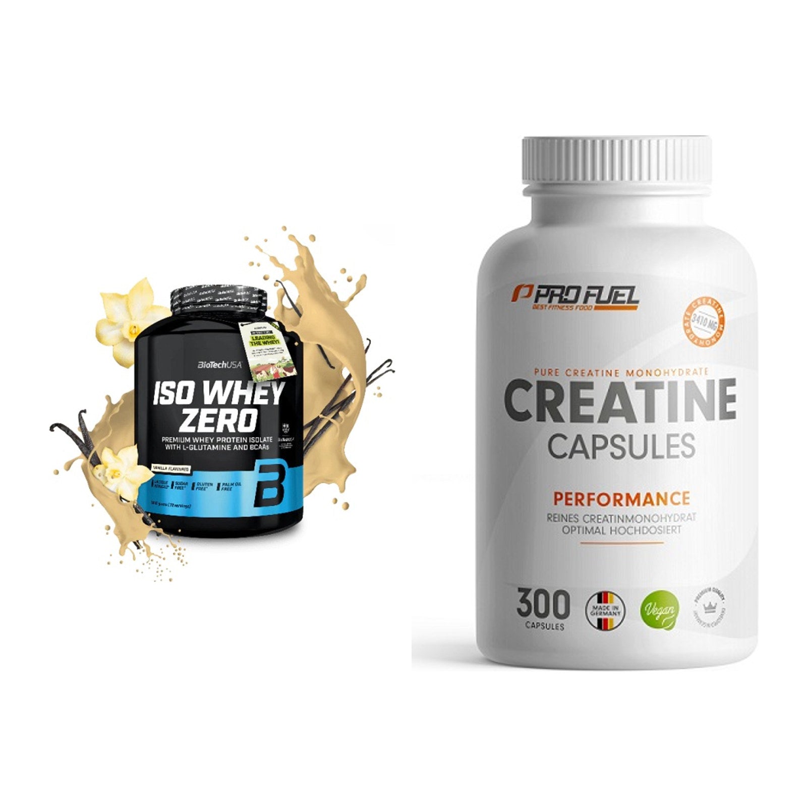 Muskelaufbau-Set: BioTech Iso Whey Zero + ProFuel Creatine Monohydrate – alle enthaltenen Artikel