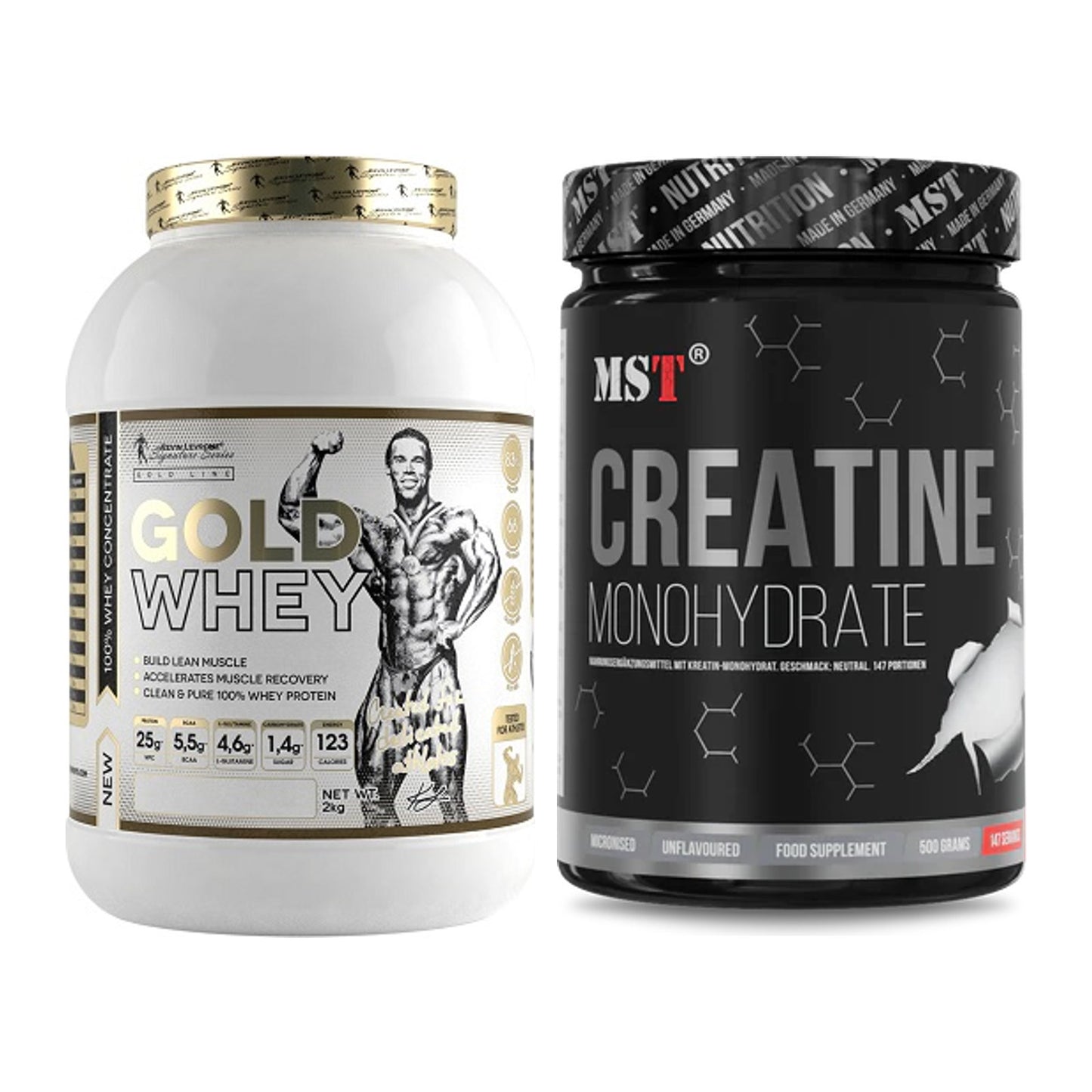 Muskelaufbau-Set: Kevin Levrone Gold Whey + MST Creatin Monohydrate – alle enthaltenen Artikel