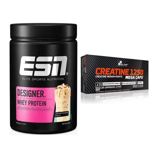 Muskelaufbau-Set: ESN Designer Whey + Olimp Creatine Mega Caps – alle enthaltenen Artikel