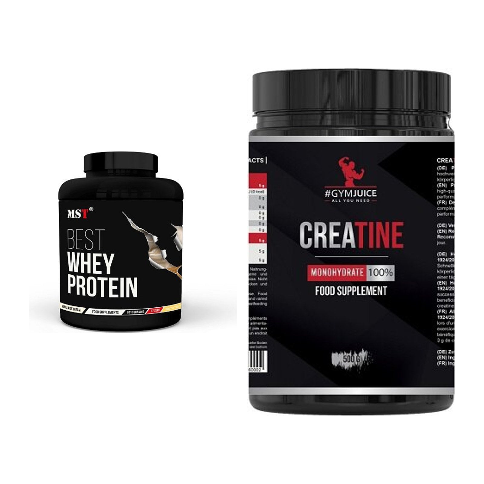 Muskelaufbau-Set: MST Best Whey Protein + #GYMJUICE Creatine – alle enthaltenen Artikel