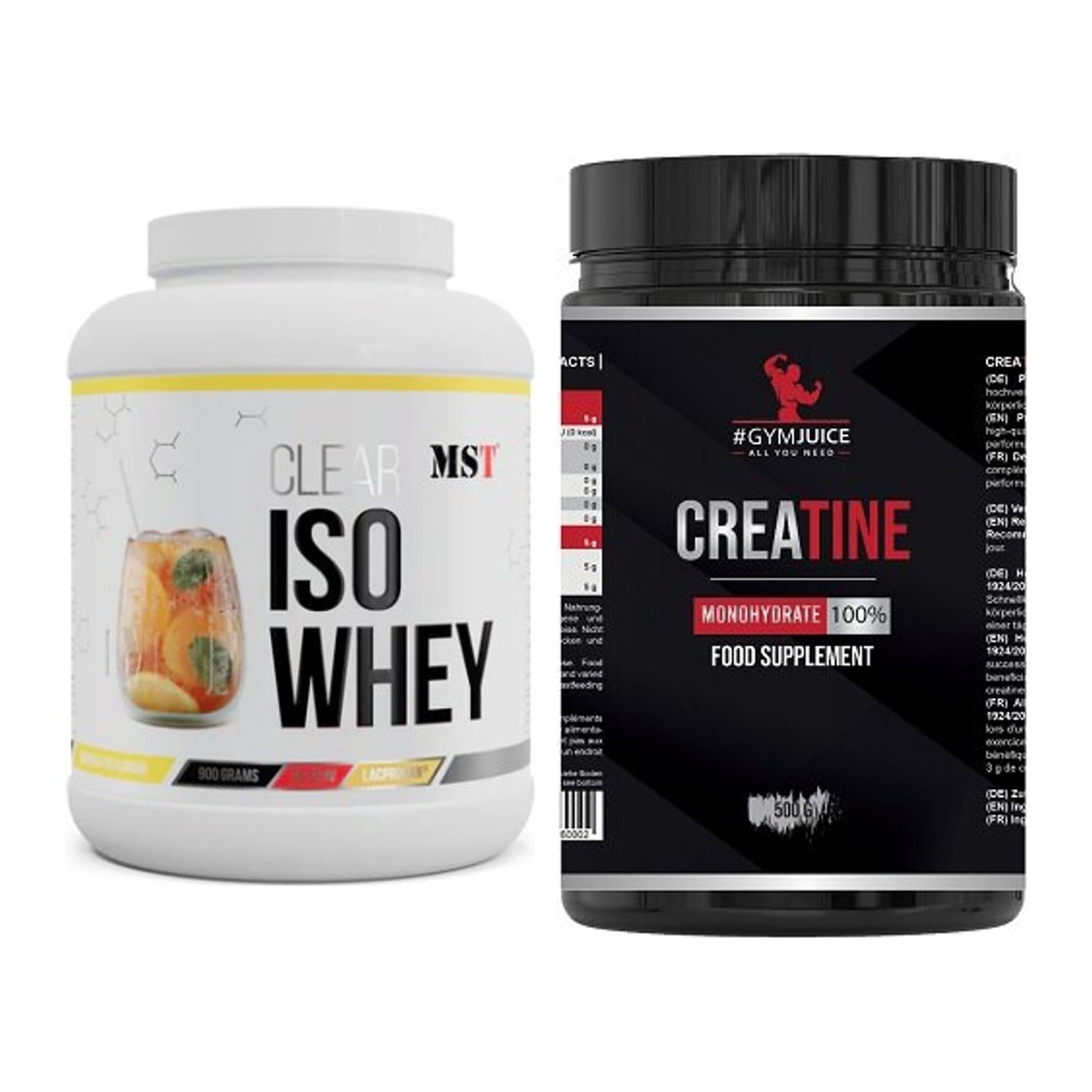 Muskelaufbau-Set: MST Iso Clear 900g + #GYMJUICE Creatine – alle enthaltenen Artikel