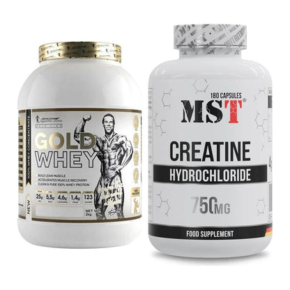 Muskelaufbau-Set: Kevin Levrone Gold Whey 2 kg + MST Creatine HCL – alle enthaltenen Artikel