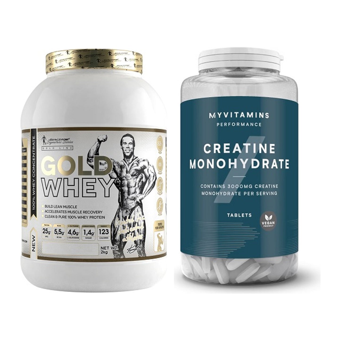 Muskelaufbau-Set: Kevin Levrone Gold Whey + MyProtein MyVitamins – alle enthaltenen Artikel