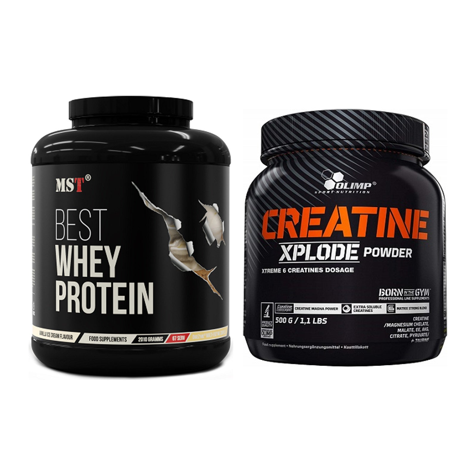 Muskelaufbau-Set: MST Best Whey Protein + Olimp Creatine Xplode – alle enthaltenen Artikel