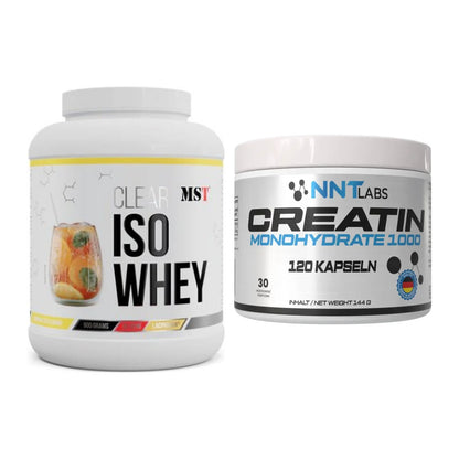 Muskelaufbau-Set: MST Iso Clear 900g + NNT Creatin 1000 mg – alle enthaltenen Artikel