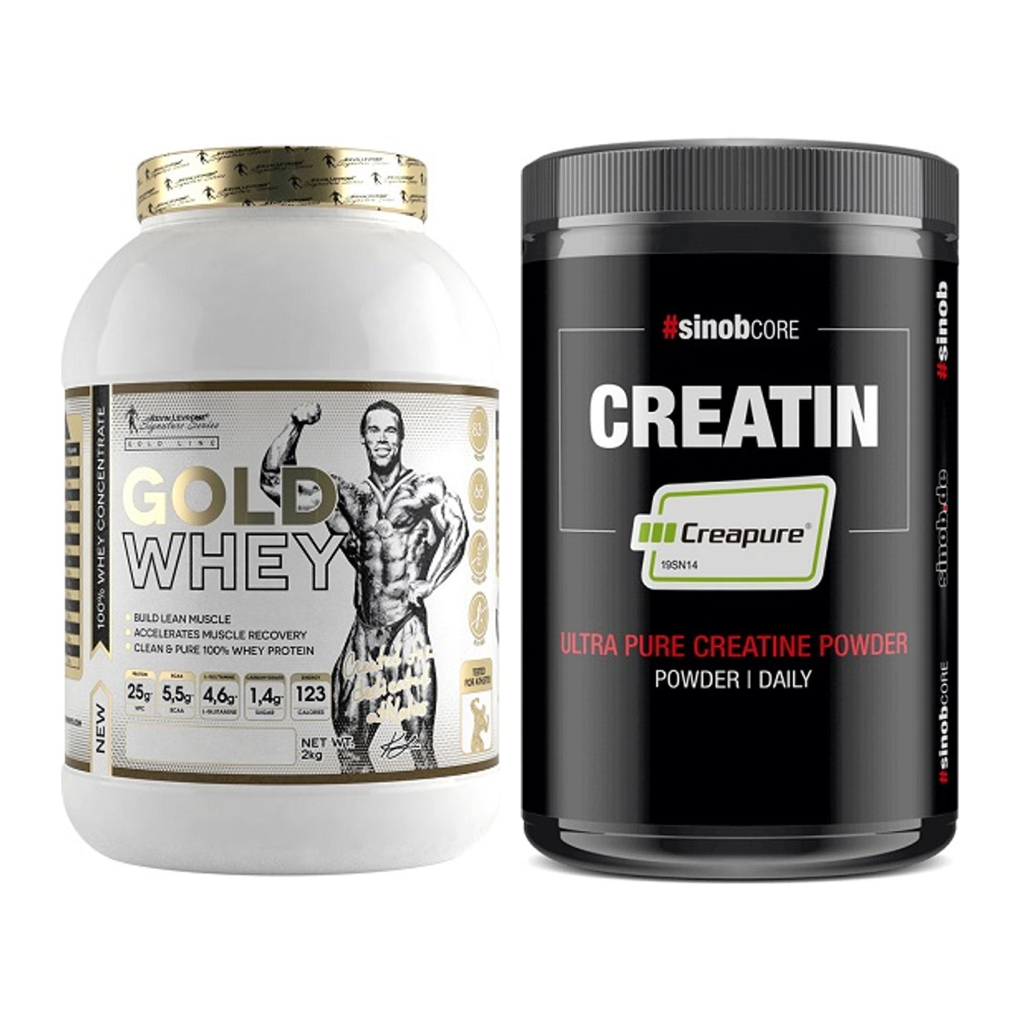 Muskelaufbau-Set: Kevin Levrone Gold Whey + Sinob Creatin CREAPURE – alle enthaltenen Artikel