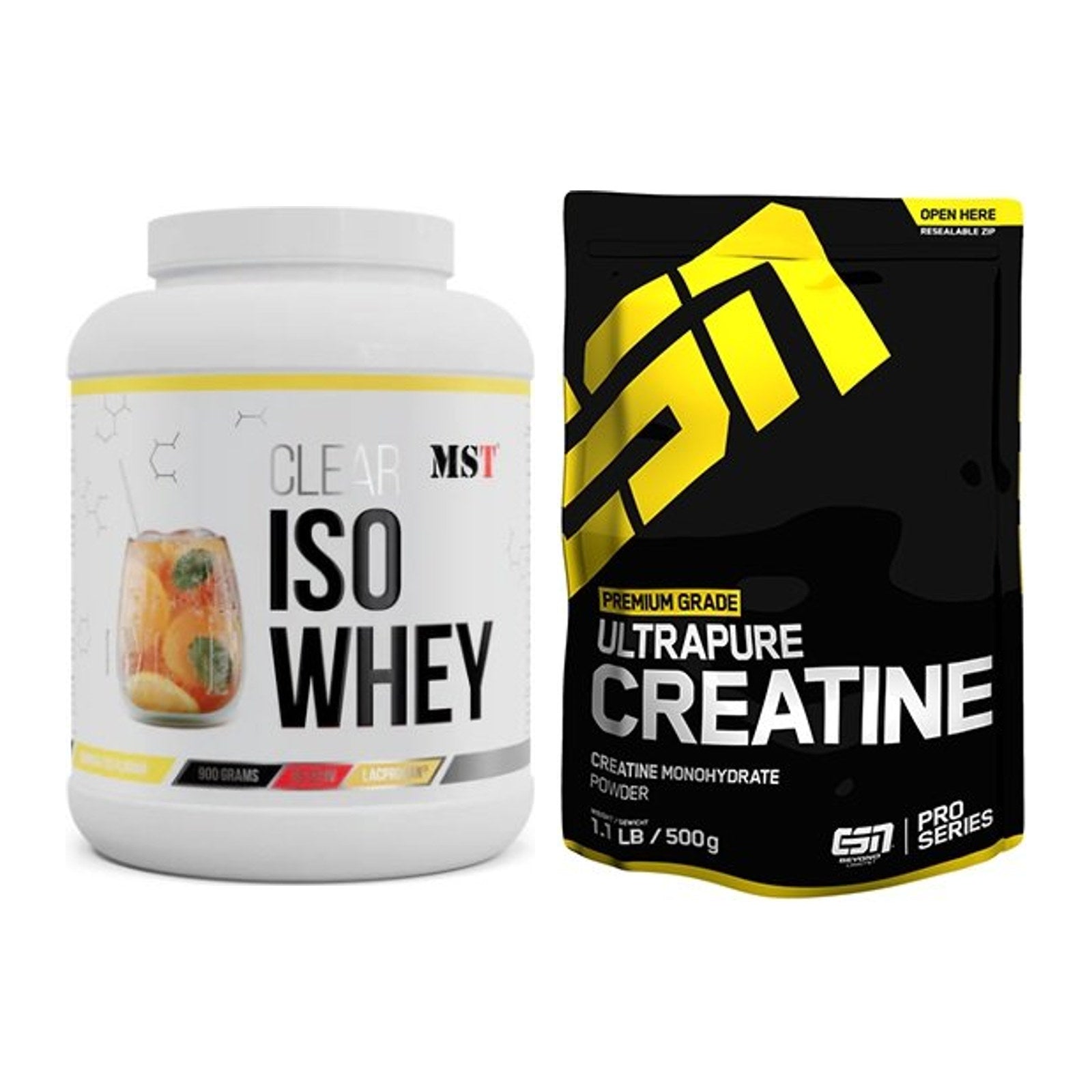 Muskelaufbau-Set: MST Iso Clear 900g + ESN Ultrapure Creatine – alle enthaltenen Artikel