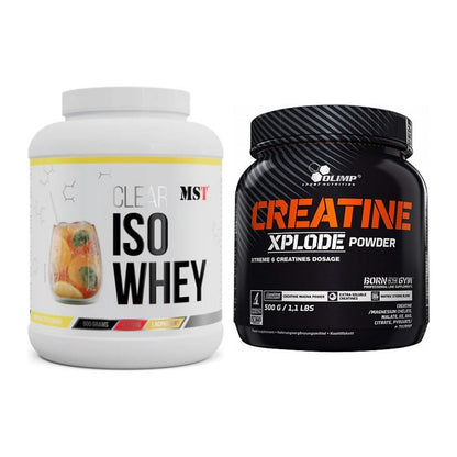 Muskelaufbau-Set: MST Iso Clear 900g + Olimp Creatine Xplode – alle enthaltenen Artikel