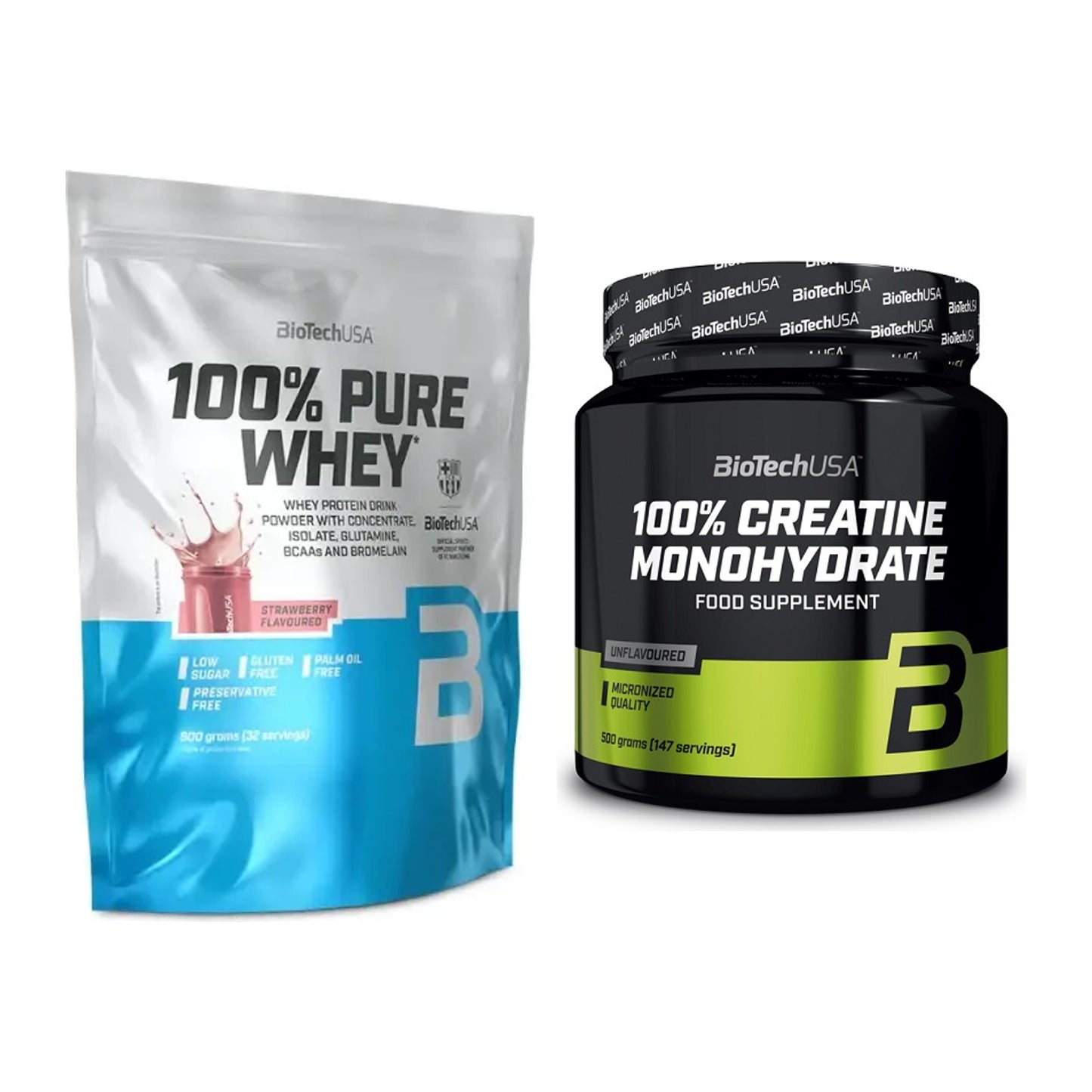 Muskelaufbau-Set: BioTech 100% Pure Whey + BioTech Creatine – alle enthaltenen Artikel