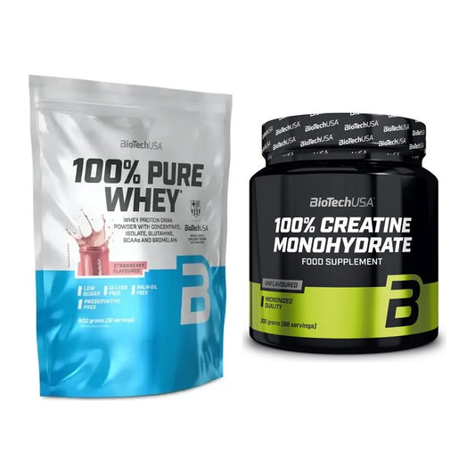 BioTech USA Muskelaufbau-Set: 100% Pure Whey + Creatine Monohydra – alle enthaltenen Artikel