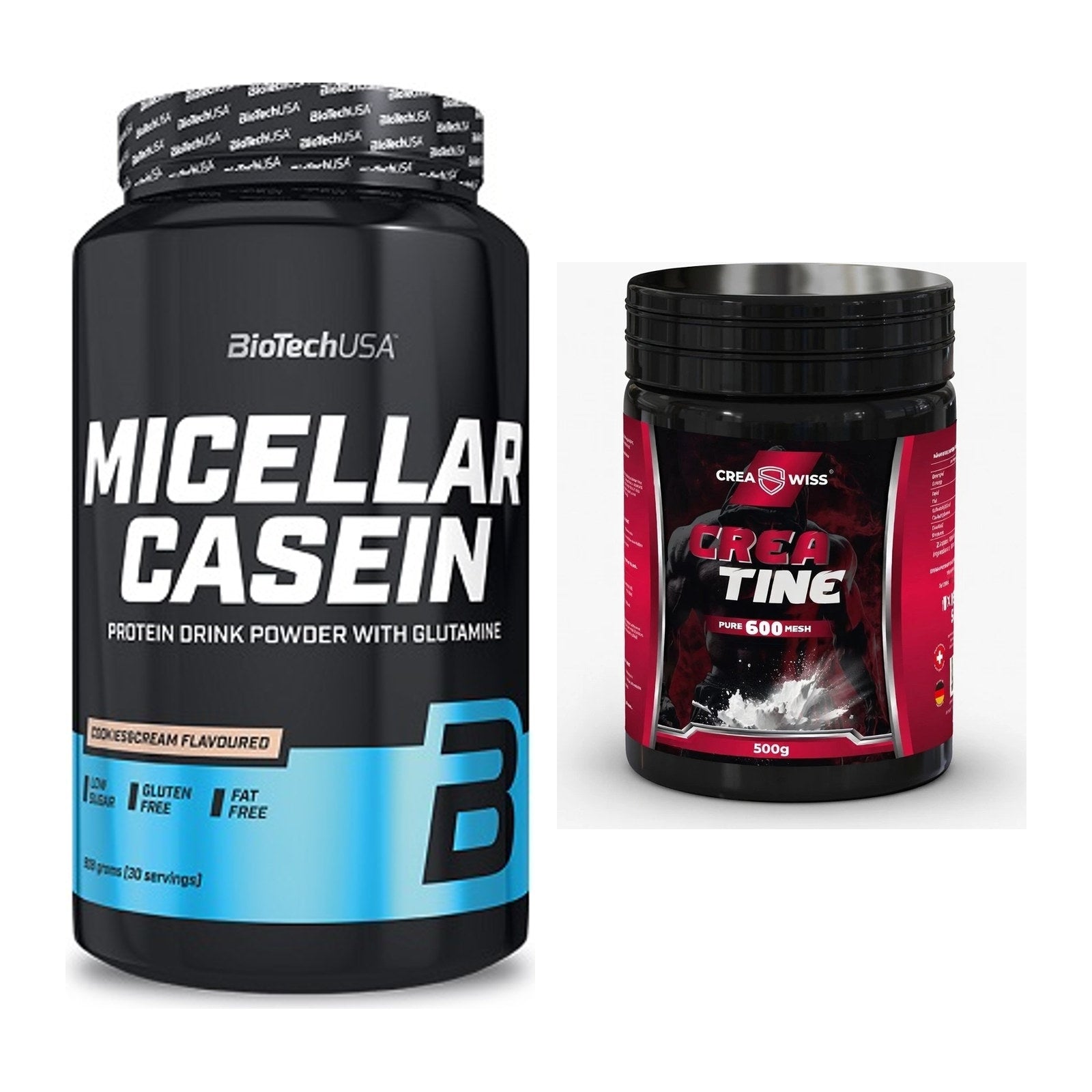 Muskelaufbau-Set: BioTech Micellar Casein + CREASWISS Creatine 600 – alle enthaltenen Artikel