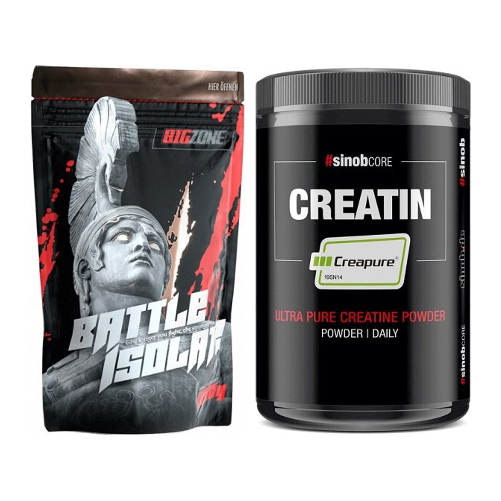 Muskelaufbau-Set: Big Zone Battle Isolate + Sinob Creatin CREAPURE – alle enthaltenen Artikel