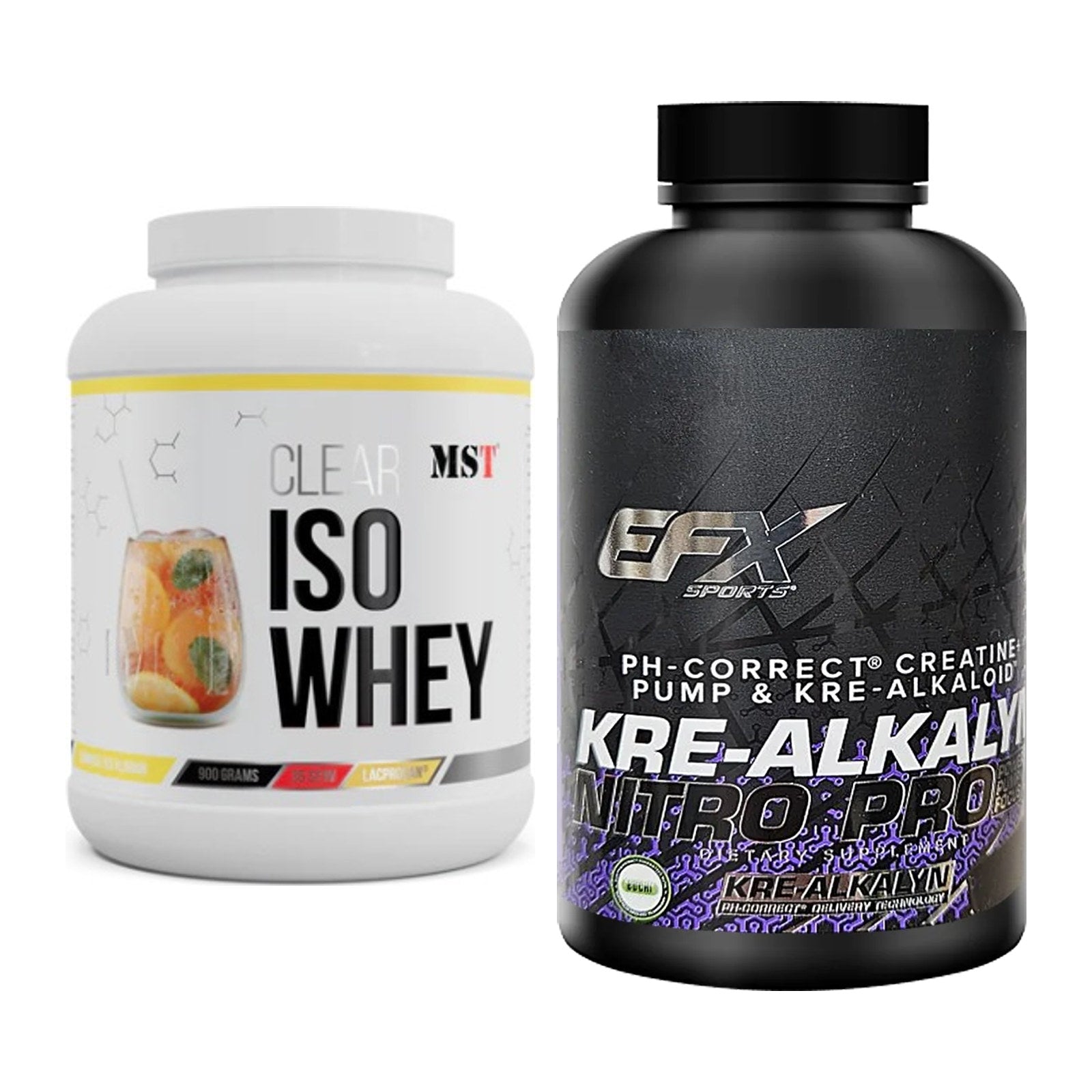 Muskelaufbau-Set: MST Iso Clear + EFX Kre-Alkalyn Nitro PRO – alle enthaltenen Artikel