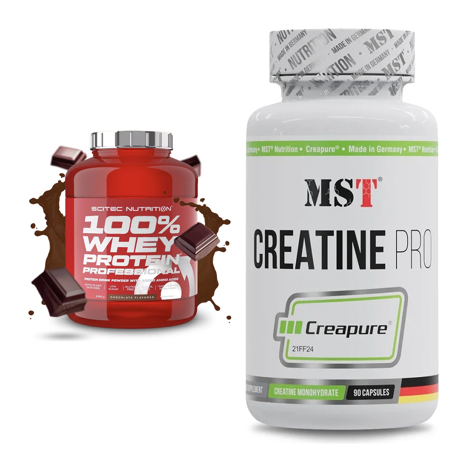 Muskelaufbau-Set: Scitec 100% Whey + MST Creatine Pro – alle enthaltenen Artikel