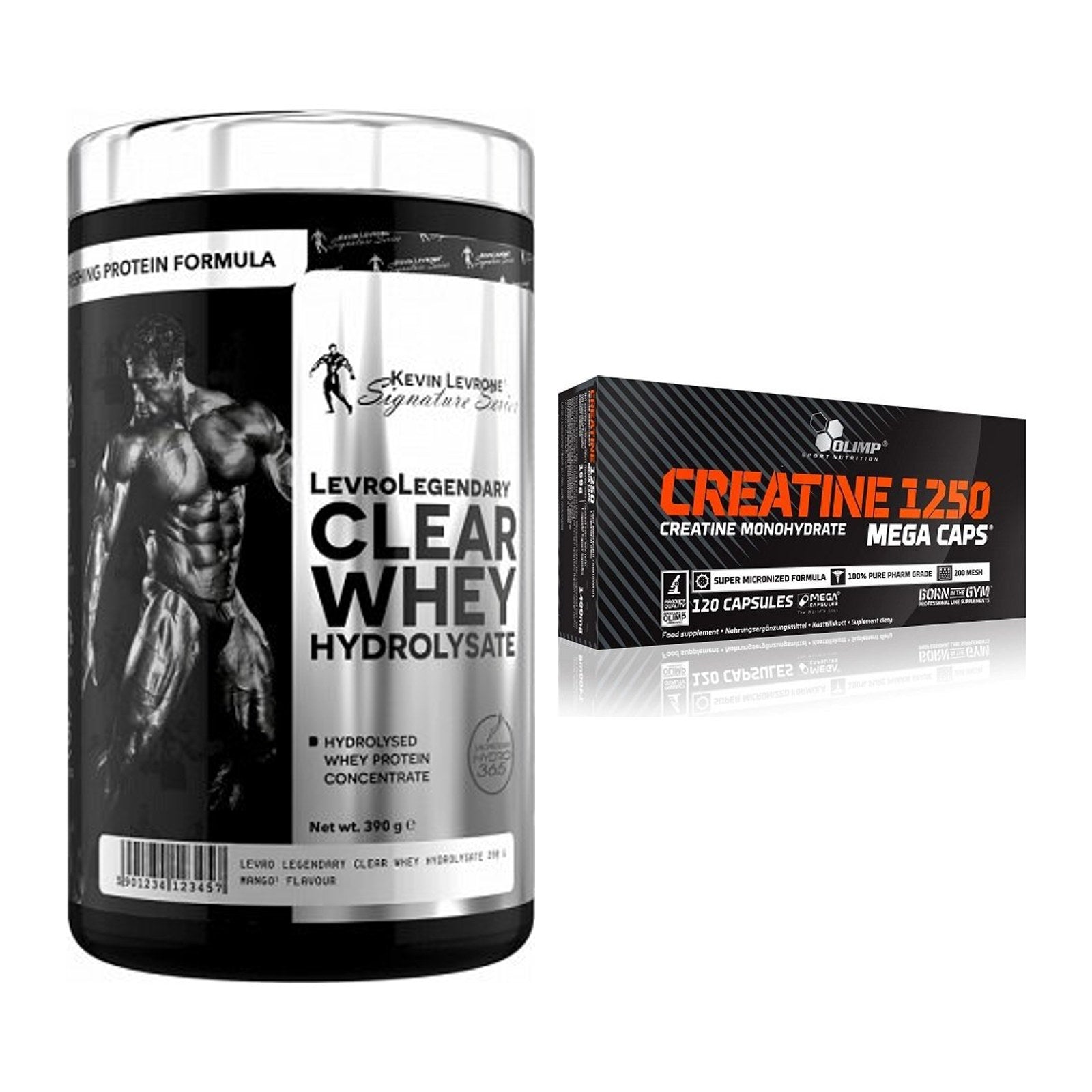 Muskelaufbau-Set: Kevin Levrone Clear Whey + Olimp Creatine Mega Caps – alle enthaltenen Artikel